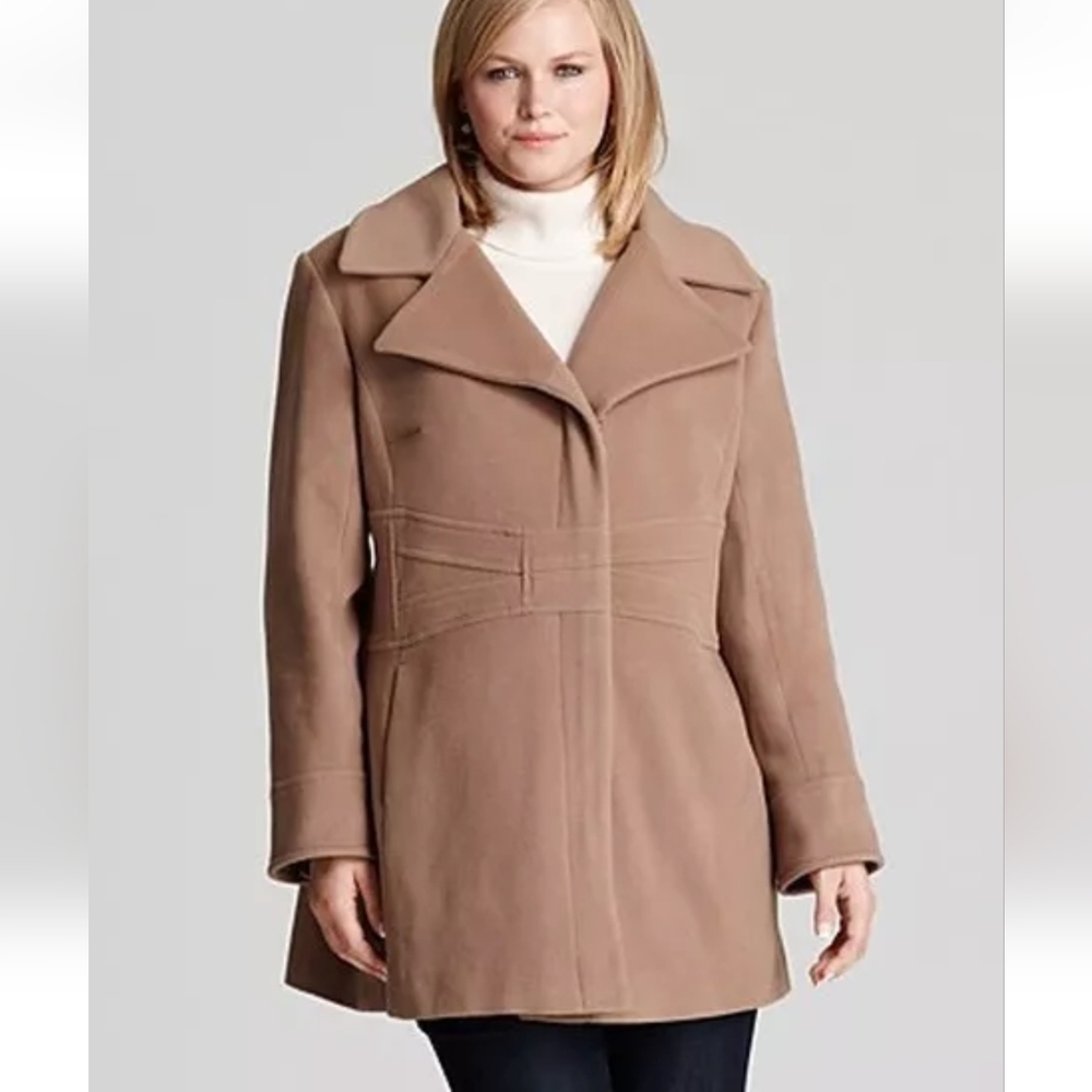 Marc New York  Women's Size 3X Beige Camel Zip Wool Jacket Coat